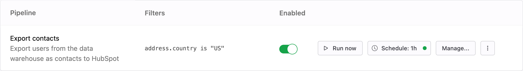 Pipeline to export profiles